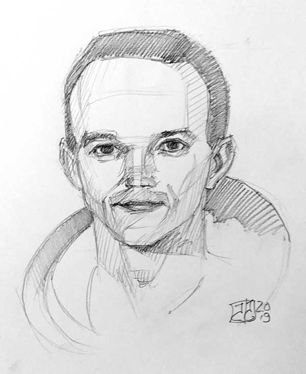 Retrato Michael Collins - grafito.