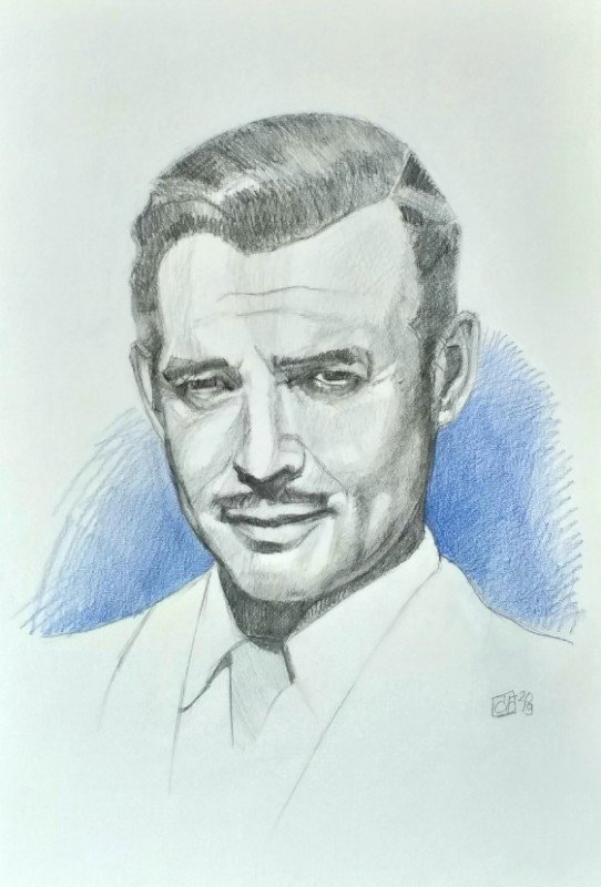 Retrato Clark Gable grafito