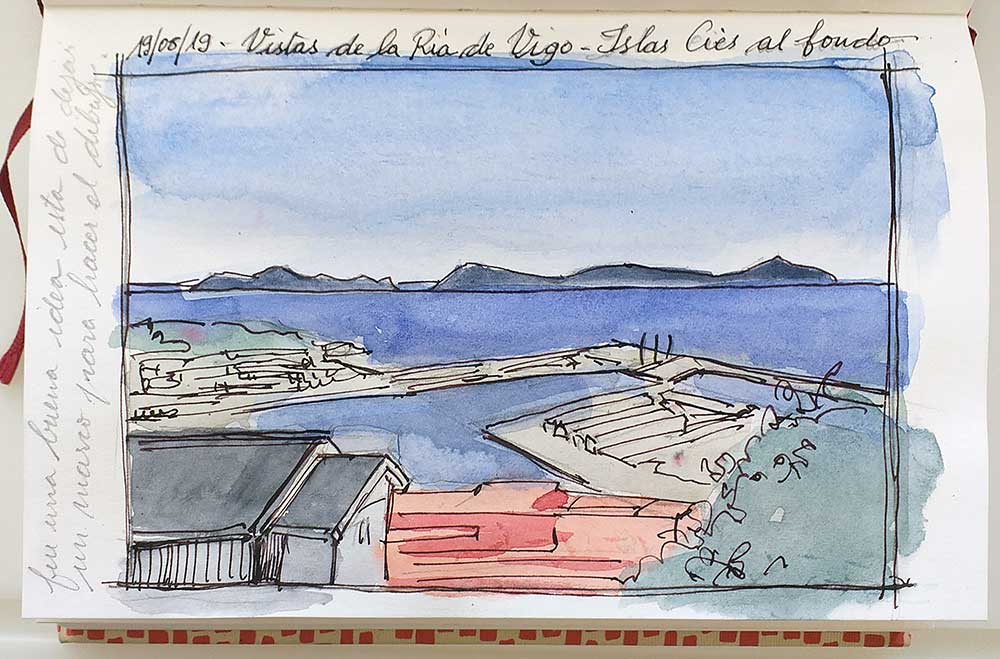 Boceto Ria de Vigo acuarela