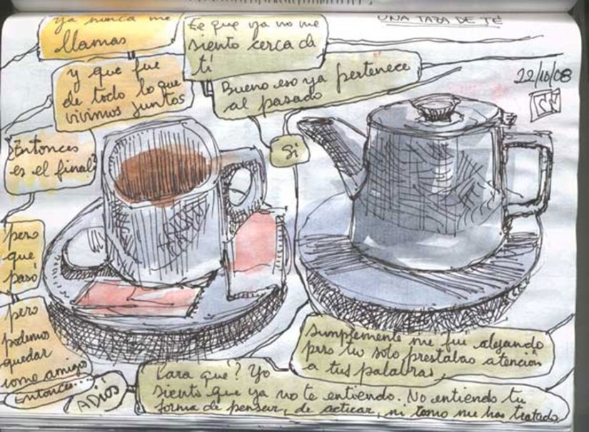 Dibujo tinta acuarela