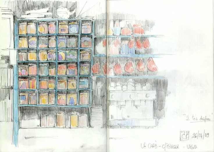 Mueble de tés lapices de colores