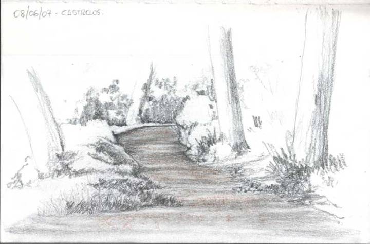 dibujo camino grafito