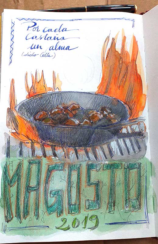 Dibujo Magosto, técnia mixta