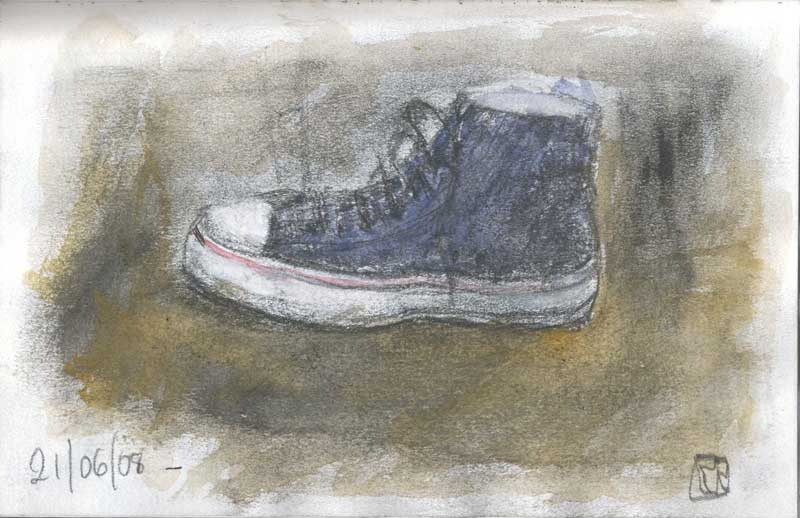 Zapatilla carboncillo acuarela