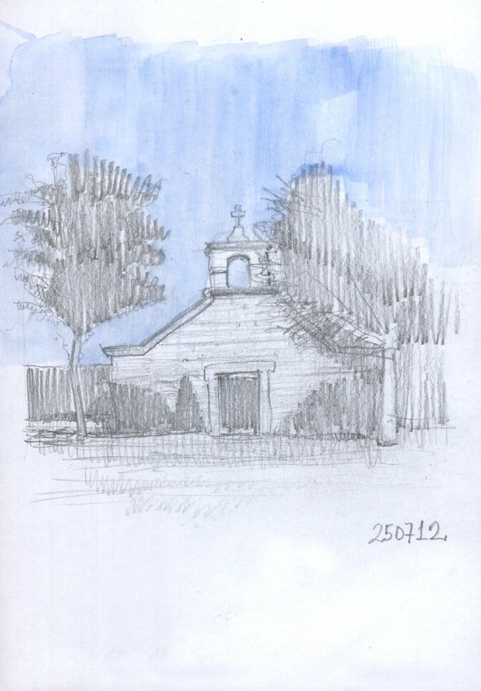 Iglesias, grafito y acuarela