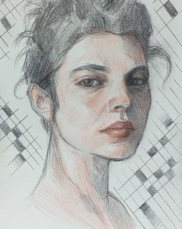 Retrato mujer lápices de color