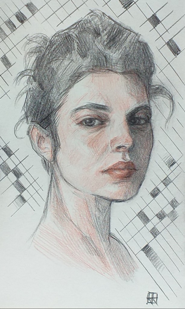 Retrato mujer lápices de color